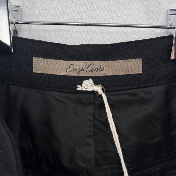 ENZA COSTA Crepe Straight Leg Pant Womens XS Black High Rise Wide Leg NEW - Picture 11 of 12